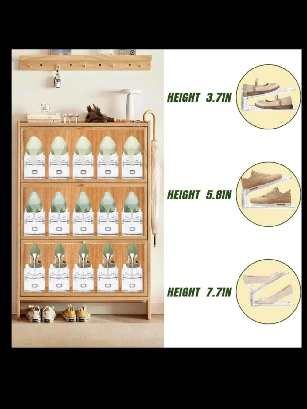 20 Pack Adjustable Shoe Slot Organizer Space Saving Shoe Stackers Clear Storage